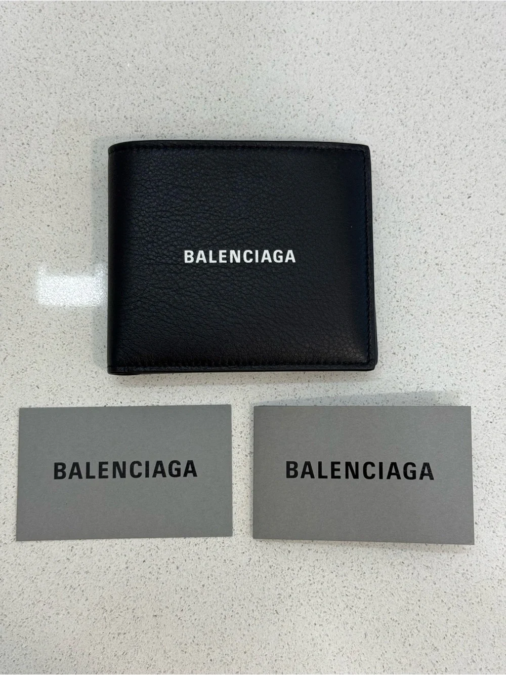 BALENCIAGA Logo-Print Full-Grain Leather Billfold Wallet